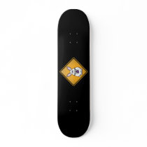 Cartoon Easter Bunny Warning Sign Skateboard