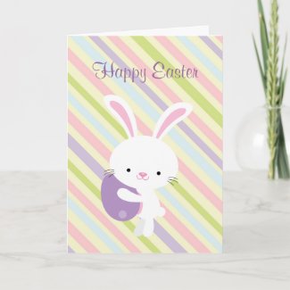 Cartoon Easter Rabbit with Stripes Greeting Card card