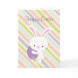Cartoon Easter Rabbit with Stripes Greeting Card