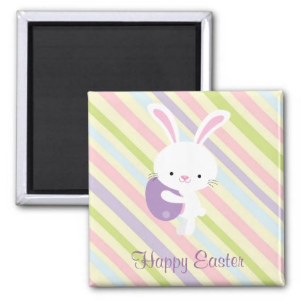 Cartoon Easter Rabbit with Stripes Magnet