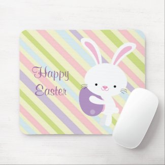 Cartoon Easter Rabbit with Stripes Mousepad mousepad