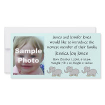 Cartoon Elephant Baby Announcement Photo Greeting Card