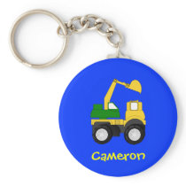 Cartoon Excavator - Personalized Name Gift Keychain