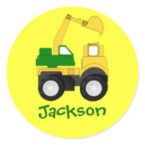 Cartoon Excavator - Personalized Name Gift Stickers