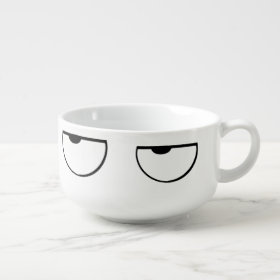 cartoon eyes soup mug