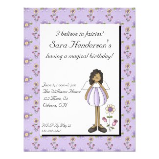 Cartoon Fairy and Flower Party Invitation