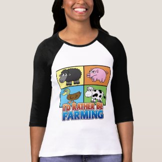 Cartoon Farm Animals - I'd rather be farming! shirt