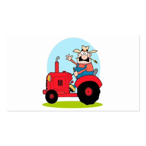 cartoon farmer riding a red tractor business cards (back side)