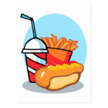 cartoon fast food meal post card