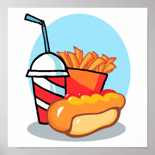 cartoon fast food meal posters | Zazzle