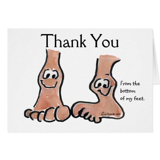 Cartoon Feet Thank You Greeting Card Zazzle 