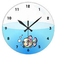 Cartoon Fish Bowl Clock with numbers