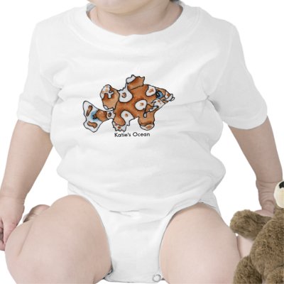 Cartoon Fish Personalized Newborn Baby  T-shirt by lillyarts