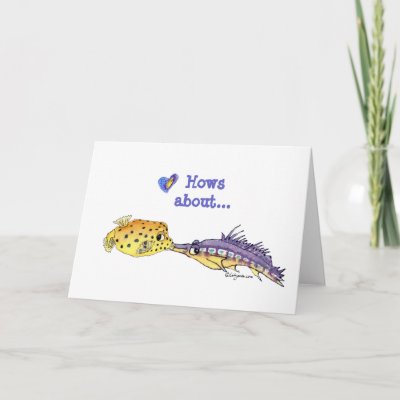 Cartoon Fish Wet Kisses Valentine Card by lillyarts