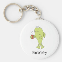 Cartoon Fish With Bubbly Soda Keychains