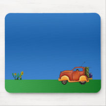 Cartoon Flowers and Car Customizable Mouse Mat Pad Mousepad