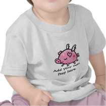 Cartoon Flying pig customisable text t-shirts
