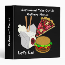 Cartoon Foods Black Take out Menu Binder binders