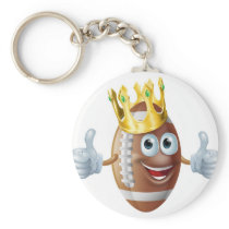 Cartoon football king mascot key chain