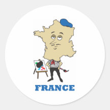 Cartoon France Round Sticker