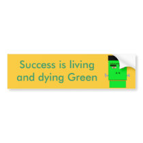 Cartoon Frankenstein Green Success bumper stickers by HalloweenSpirit Cartoon Frankenstein Green Success bumper stickers