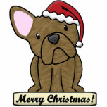 Cartoon French Bulldog Christmas Ornament Brindle photo sculptures