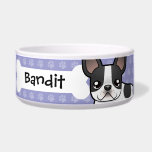 Cartoon French Bulldog Dog Food Bowls