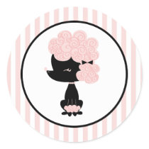 Cartoon French Poodle Round Sticker