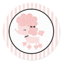 Cartoon French Poodle Round Sticker