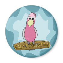 Cartoon Galah Cockatoo magnets by MenagerieMayhem Cartoon Galah Cockatoo magnets