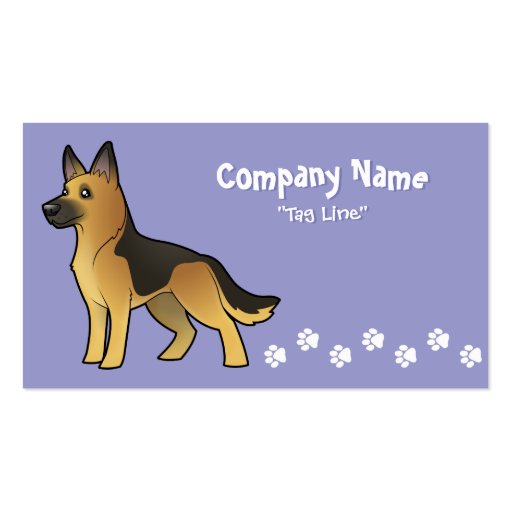 Cartoon German Shepherd Business Card Template (front side)