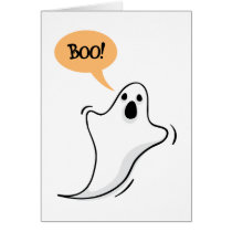 Cartoon ghost saying Boo! greeting card