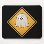 Cartoon Ghost Warning Sign Mousepad