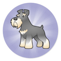 Cartoon Giant/Standard/Miniature Schnauzer Round Stickers