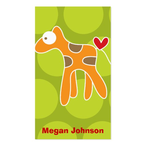 Cartoon Giraffe Kid Fun Custom Photo Profile Card Business Cards
