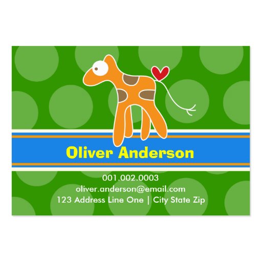 Cartoon Giraffe Kid Photo Profile Calling Card Business Card (front side)