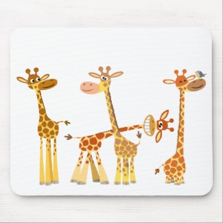 Cartoon Giraffes: The Herd mousepad mousepad