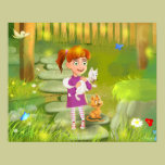cartoon girl and the funny doggy Poster posters