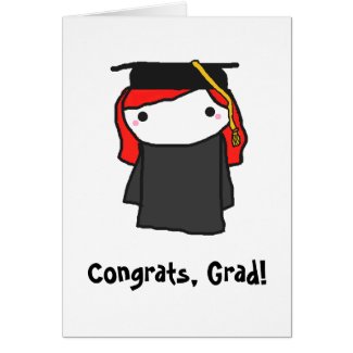 Cartoon Girl Graduation Greeting Card