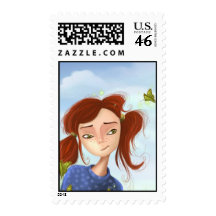 cartoon girl Postage