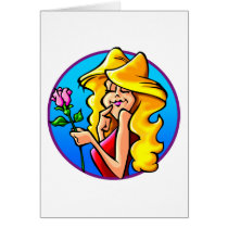 Cartoon Girl with Rose cards