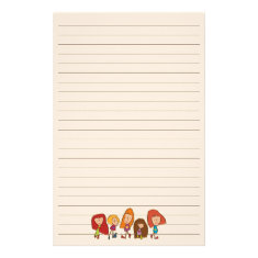 Cartoon Girls Stationery with Lines