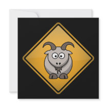 Cartoon Goat Warning Sign Custom Invites