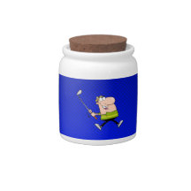 Cartoon Golfer; Blue Candy Jar