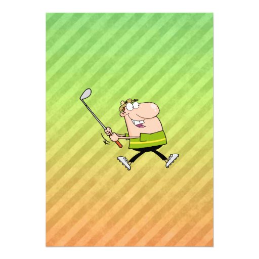 Cartoon Golfer design Invites