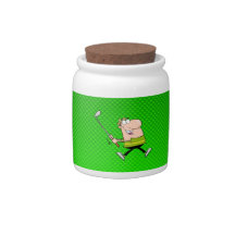 Cartoon Golfer; Green Candy Dishes