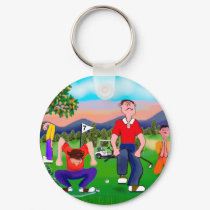 Cartoon Golfers - For the Love of Golf keychains