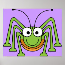Cartoon Grasshopper Poster Print Purple