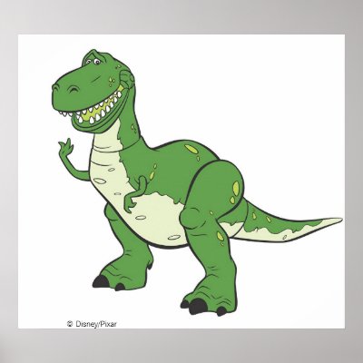 Cartoon Green Dinosaur Rex Disney posters
