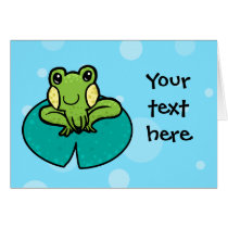 cartoon green speckled frog card template cards